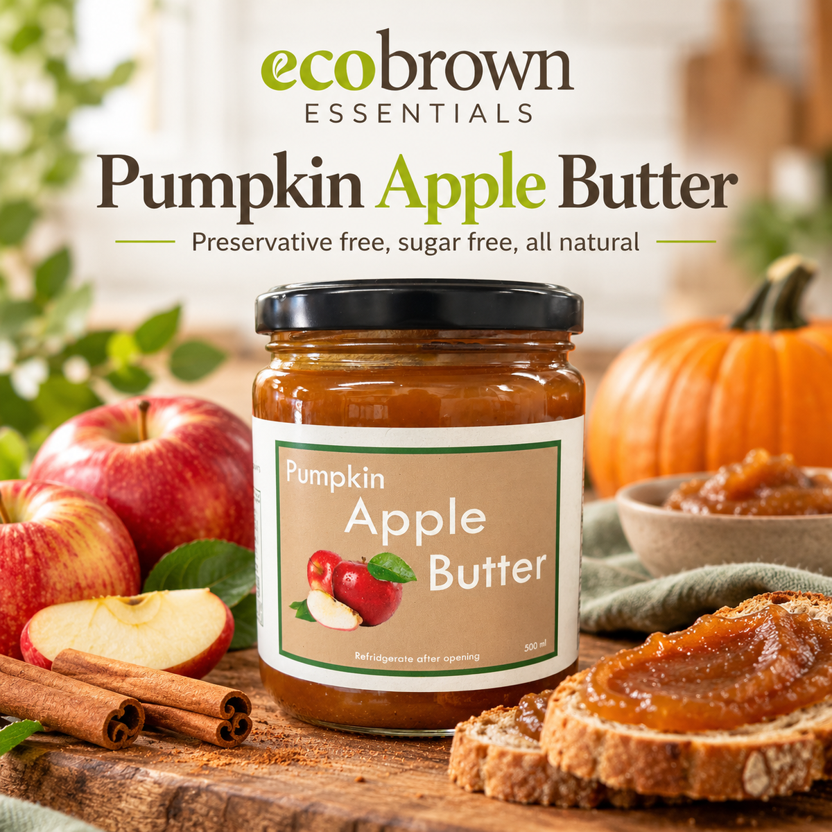 Pumpkin Apple Butter - No Added Sugar & Preservative  Free | Pumpkin Apple Butter | Organic Pumpkin Apple Butter |Made in Canada