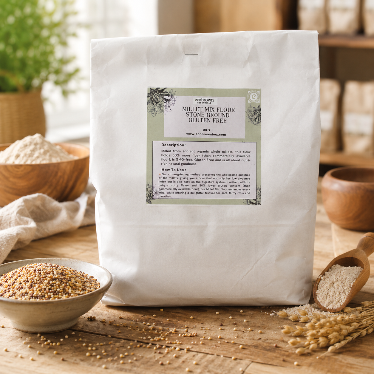 Millet Mix Flour | Blend of Ancient Millets | Gluten-Free, High Fiber & Iron-Rich | Organic Millets
