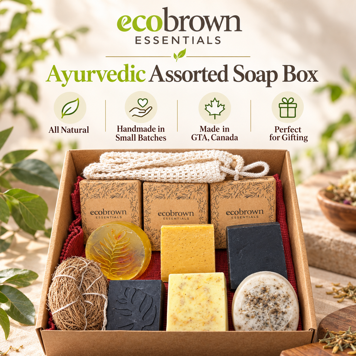 Ayurvedic Assorted Soaps Gift Box | Handmade Ayurvedic Soaps Set  | Thoughtful Gift Box |Zero Waste Gifts|Natural Handmade Soaps