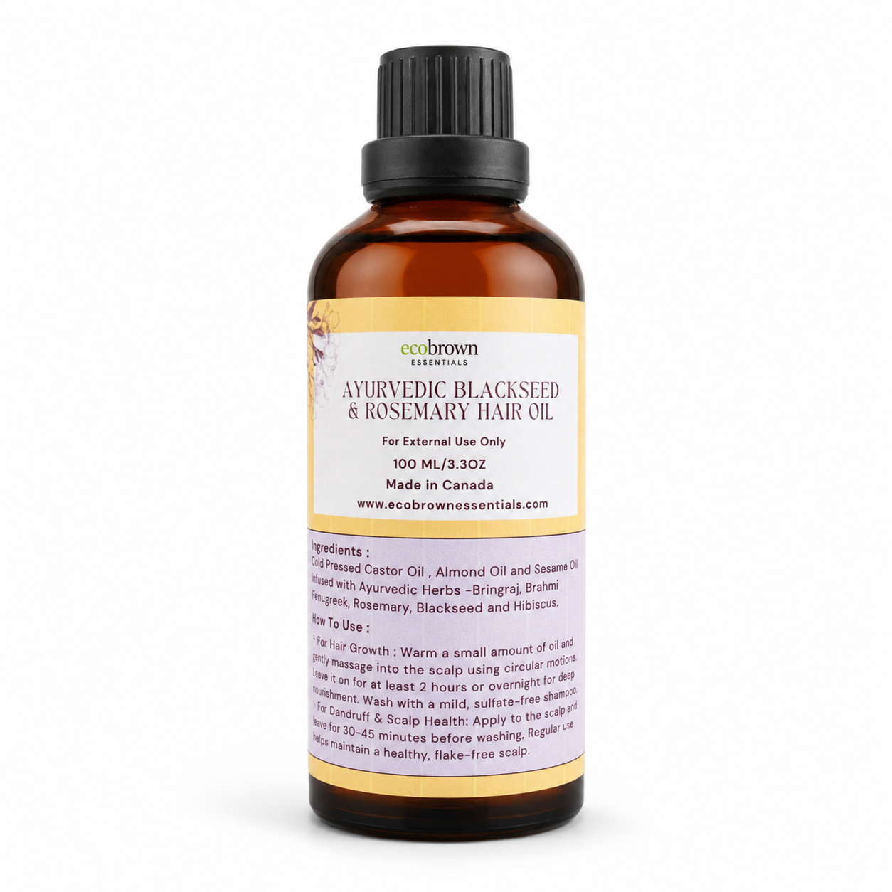 Ayurvedic Rosemary and Blackseed Hair Oil | Ayurvedic Hair Vitality Oil | Herbal Growth & Scalp Rejuvenation Elixir