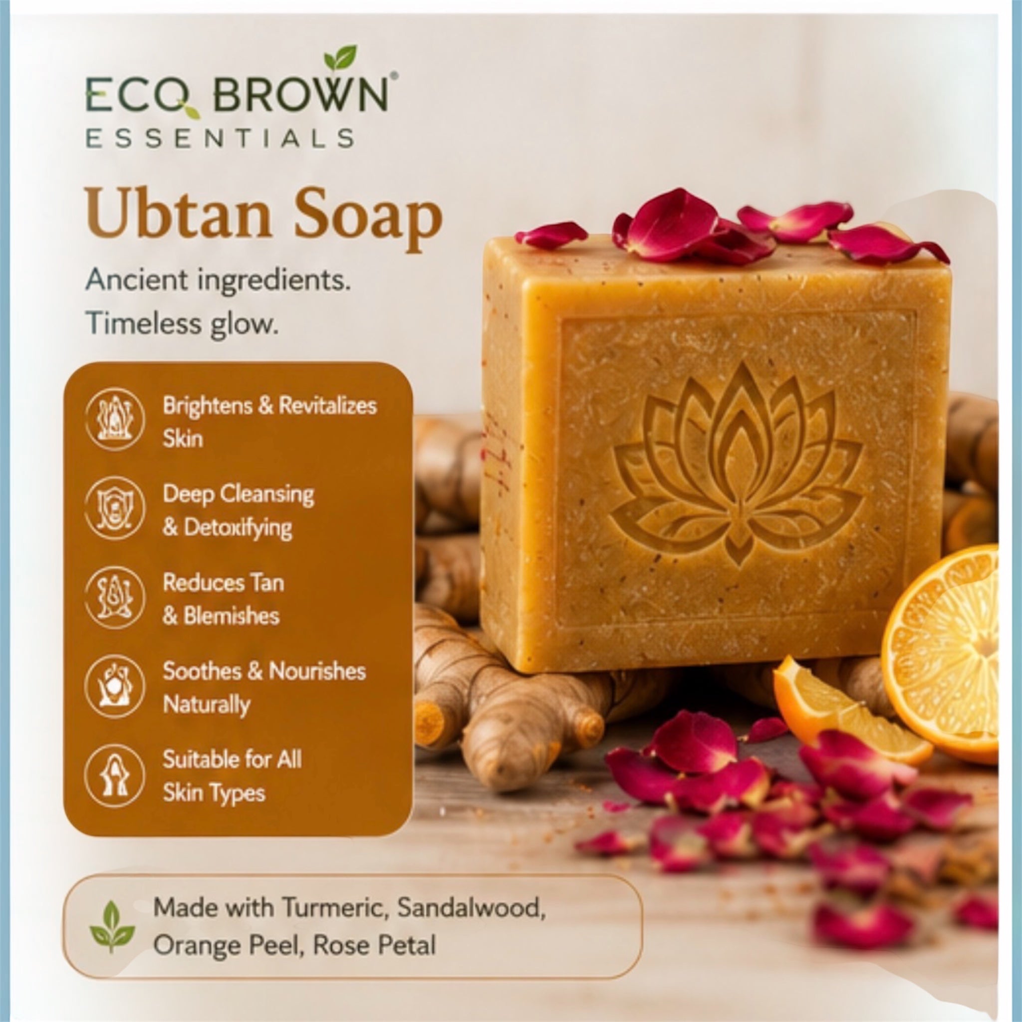 Turmeric & Sandalwood Handmade Soap Bar | Ayurvedic Ubtan Soap | Handmade Soap | Made in Ontario