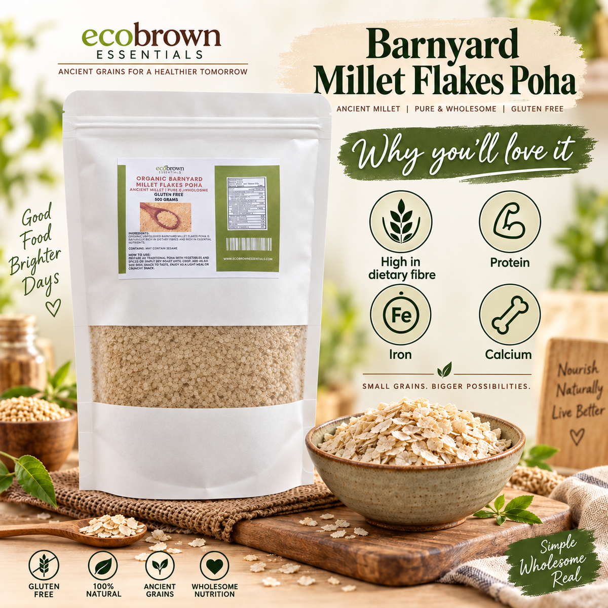 Barnyard Millet Flakes Poha |  Barnyard Millet Flakes | Healthy Snacks | High Fiber Millet Poha | Gluten Free