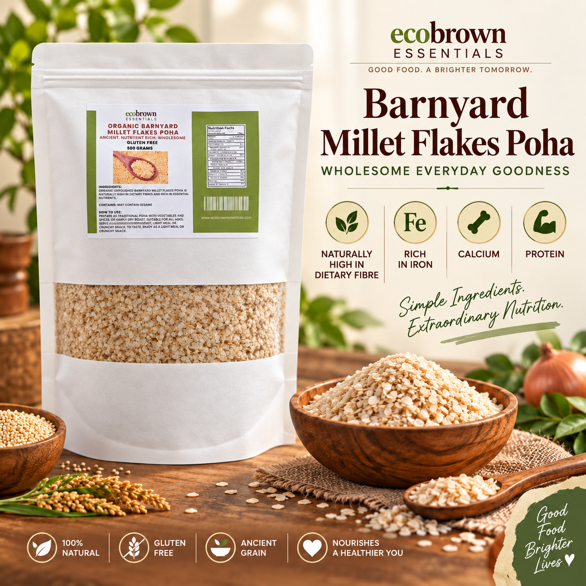 Barnyard Millet Flakes Poha |  Barnyard Millet Flakes | Healthy Snacks | High Fiber Millet Poha | Gluten Free