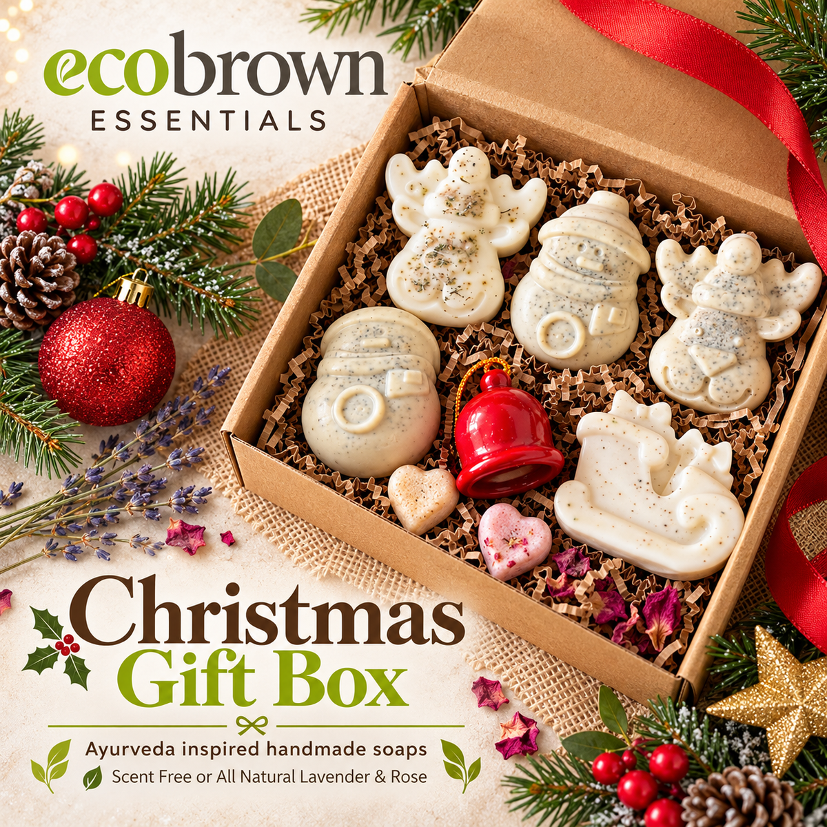 Christmas Themed Soaps Gift Box | Handmade Christmas Themed Soaps   | Thoughtful Gift Box |Zero Waste Gifts|Natural Handmade Soaps