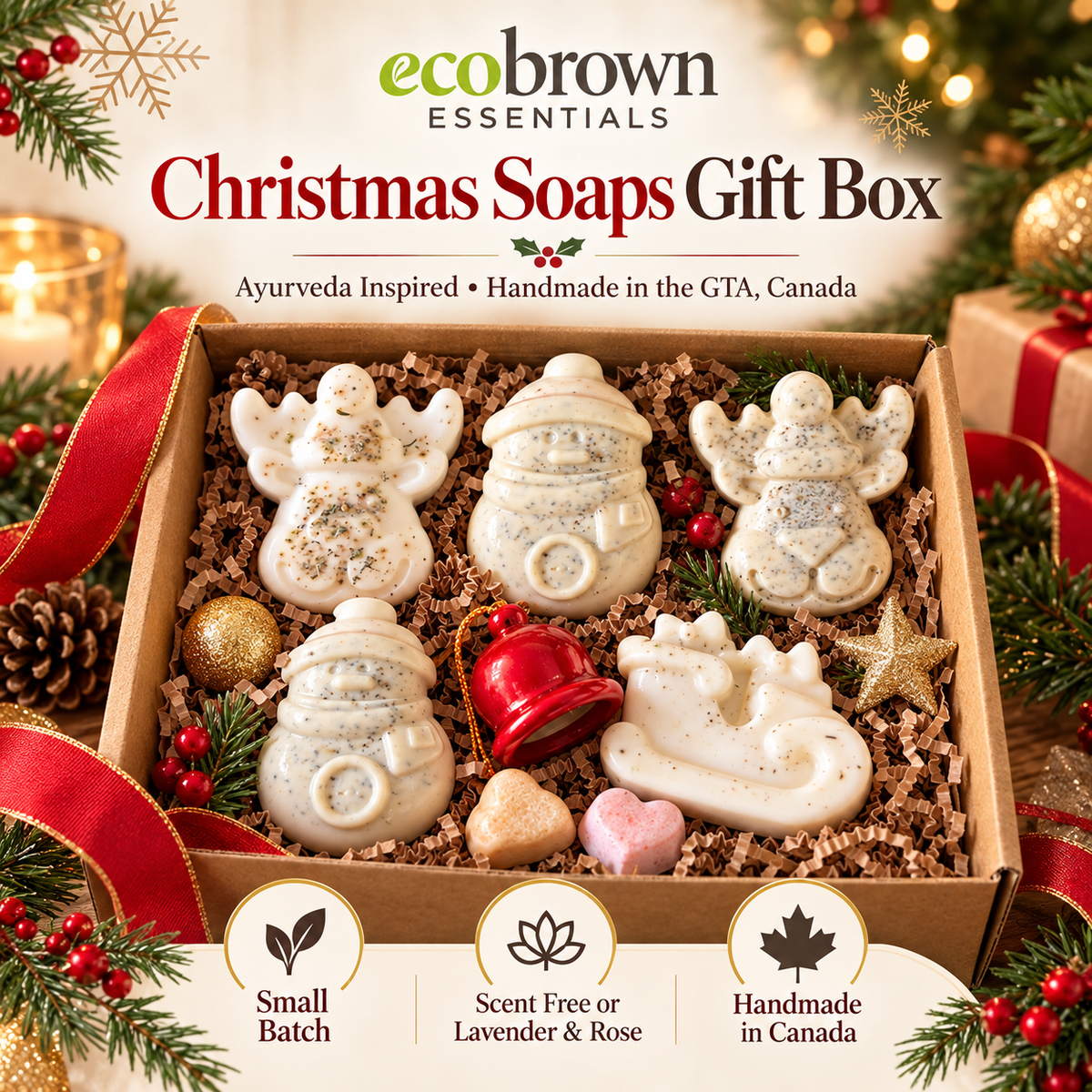 Christmas Themed Soaps Gift Box | Handmade Christmas Themed Soaps   | Thoughtful Gift Box |Zero Waste Gifts|Natural Handmade Soaps