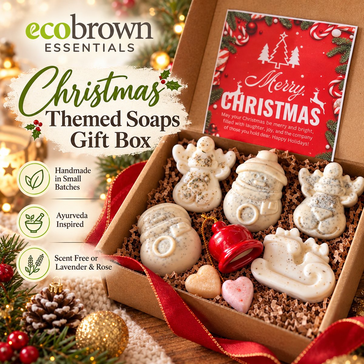 Christmas Themed Soaps Gift Box | Handmade Christmas Themed Soaps   | Thoughtful Gift Box |Zero Waste Gifts|Natural Handmade Soaps