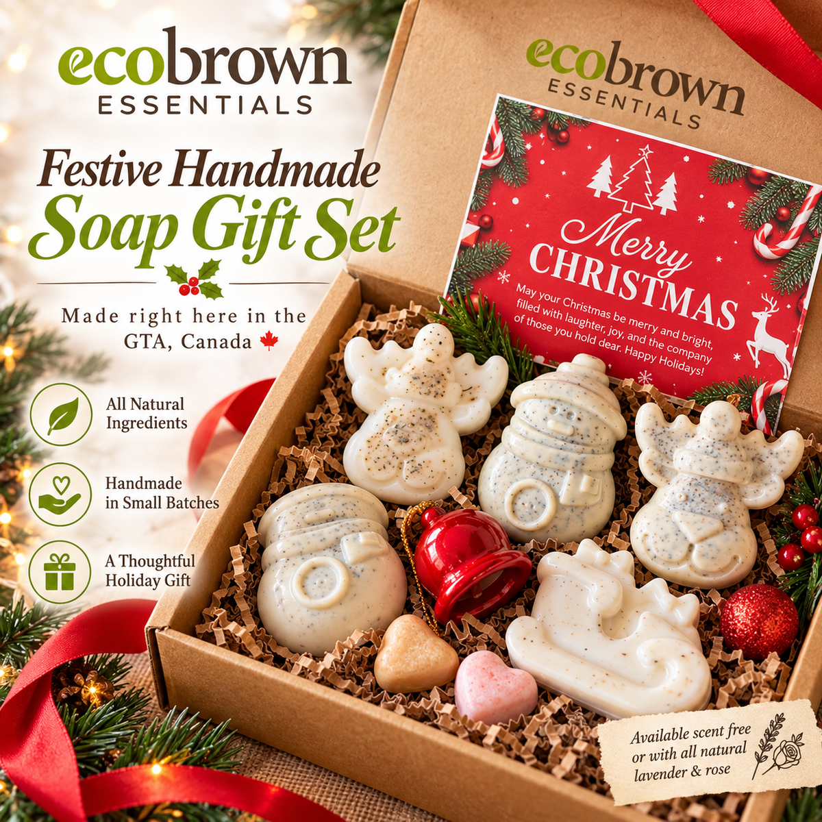 Christmas Themed Soaps Gift Box | Handmade Christmas Themed Soaps   | Thoughtful Gift Box |Zero Waste Gifts|Natural Handmade Soaps