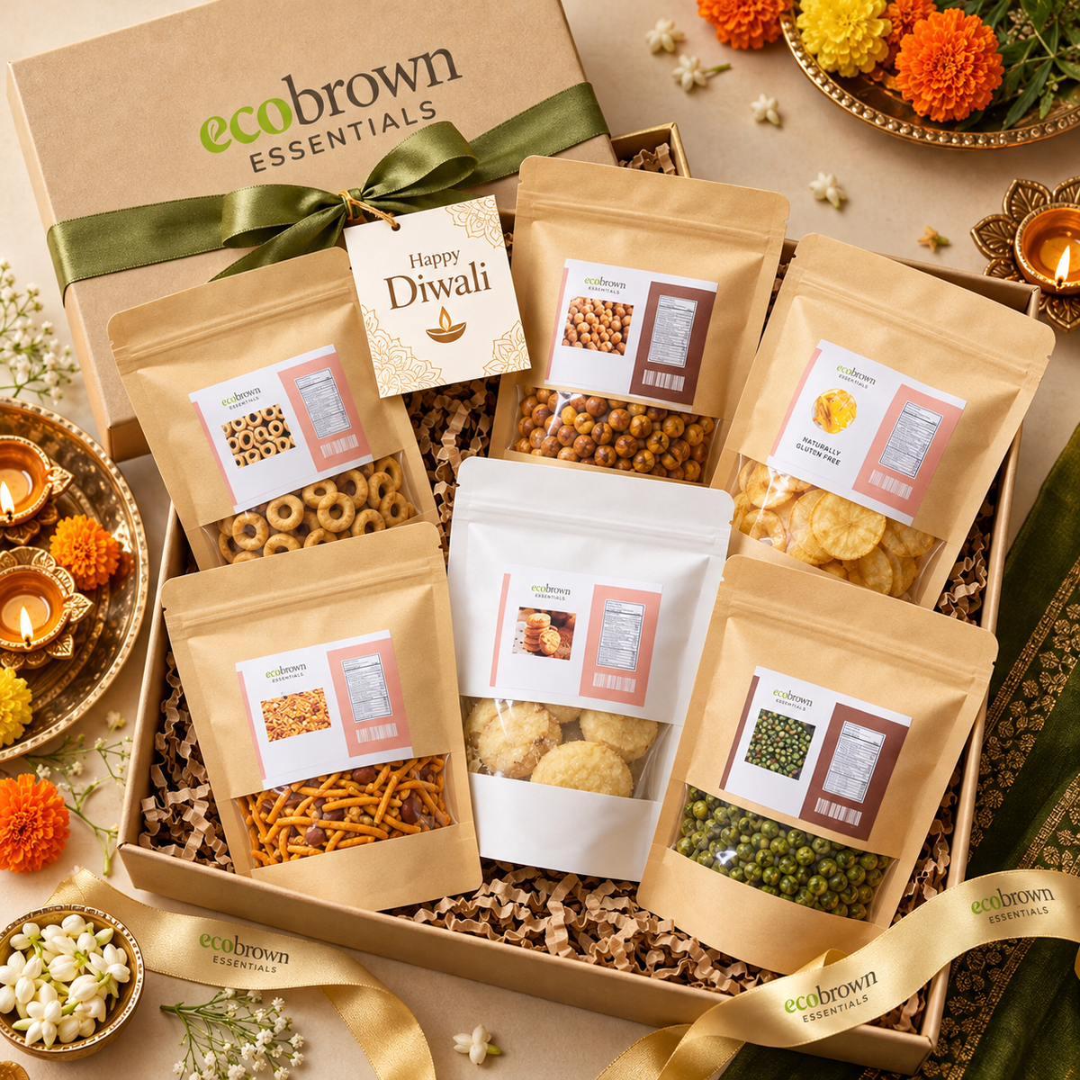 Diwali Festive Treat Gift Basket | Better-for-You Party Snacks Bundle | Healthy Party Snacks | Diwali Gifts |Free Shipping
