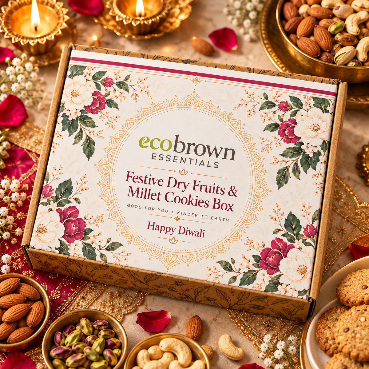 Diwali Healthy Mithas Gift Box | Organic Dry Fruits & Millet Cookies Gift Hamper | Diwali Gifts |Free Shipping