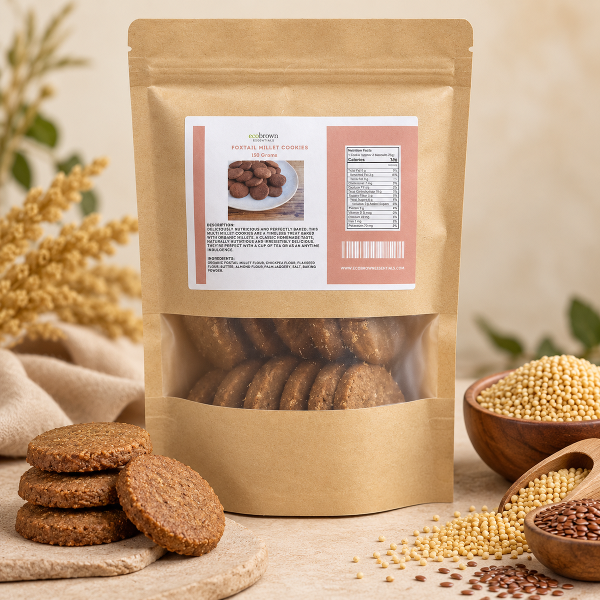 Foxtail Millet Cookies |  Kangni or Kakum Cookies | Healthy Snacks | High Fiber Millet Cookies | Whole Grain Cookies | Made in Canada