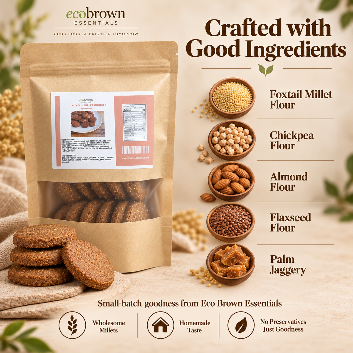 Foxtail Millet Cookies |  Kangni or Kakum Cookies | Healthy Snacks | High Fiber Millet Cookies | Whole Grain Cookies | Made in Canada