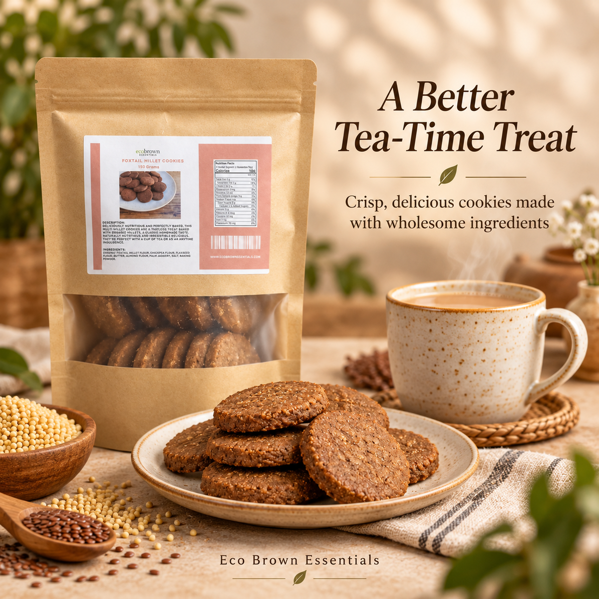 Foxtail Millet Cookies |  Kangni or Kakum Cookies | Healthy Snacks | High Fiber Millet Cookies | Whole Grain Cookies | Made in Canada