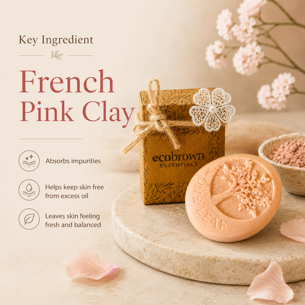 French Pink Clay & Rose Handmade Soap Bar |Goat Milk & French Clay Soap Bar | Clay Soap for Oily Skin | Made in Ontario