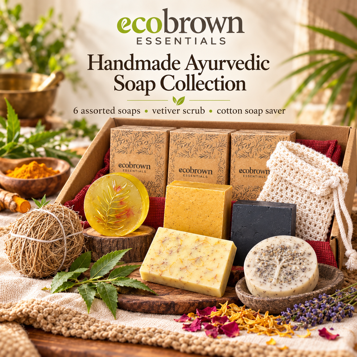Ayurvedic Assorted Soaps Gift Box | Handmade Ayurvedic Soaps Set  | Thoughtful Gift Box |Zero Waste Gifts|Natural Handmade Soaps