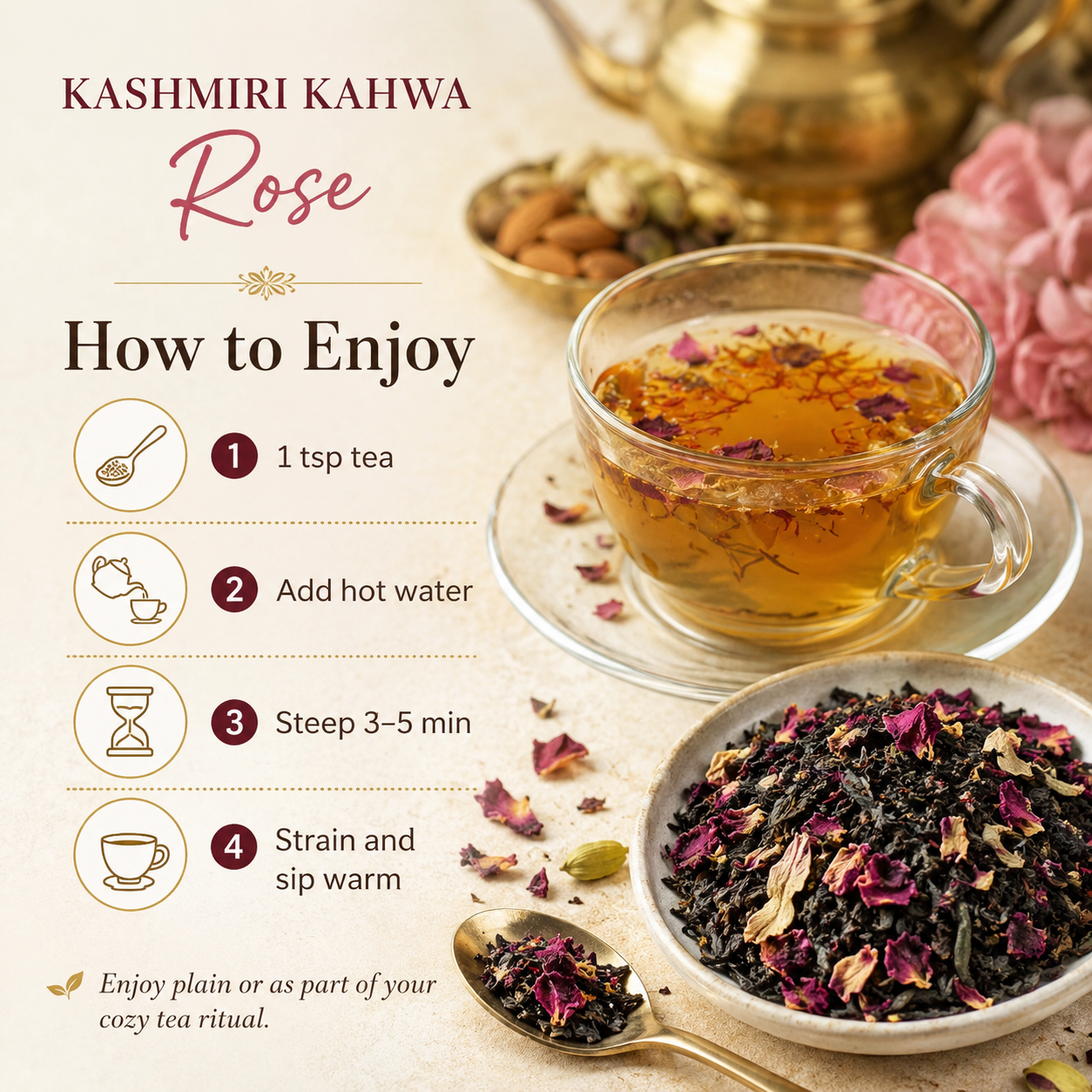 Kashmiri Kahwa Rose Tea | Herbal Tea | Healing Herbal Tea Blend