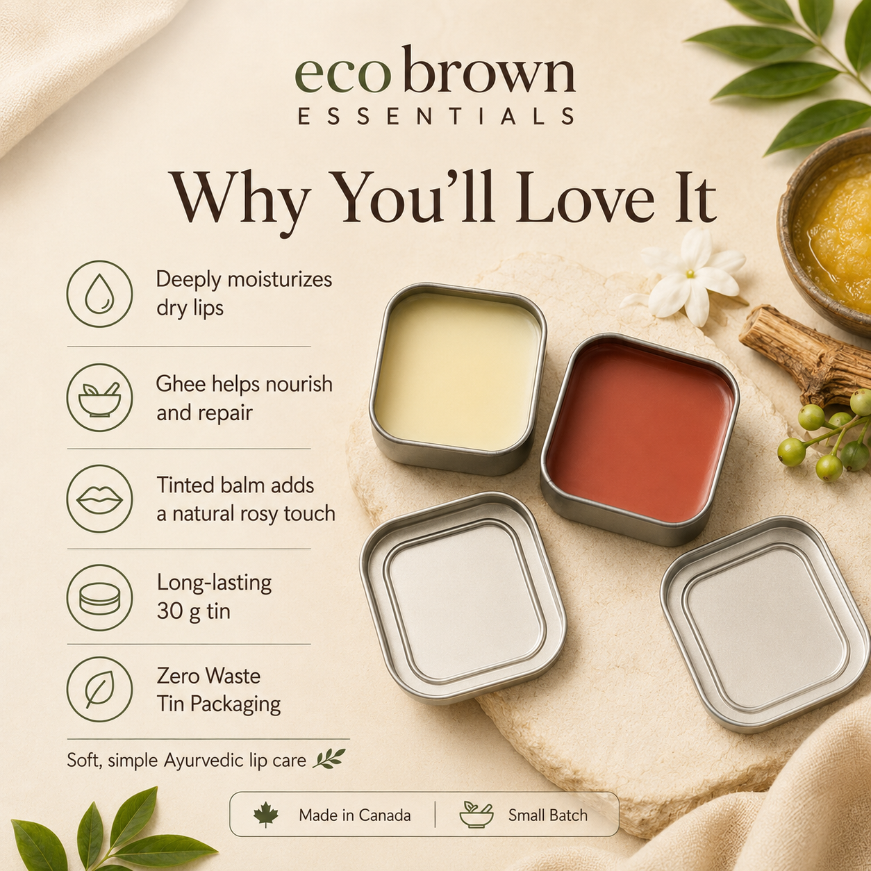 Mango Butter & Ghee Lip Balm |Beetroot & Ghee Lip Balm for Healing | Tinted Lip Balm with Rose Oil