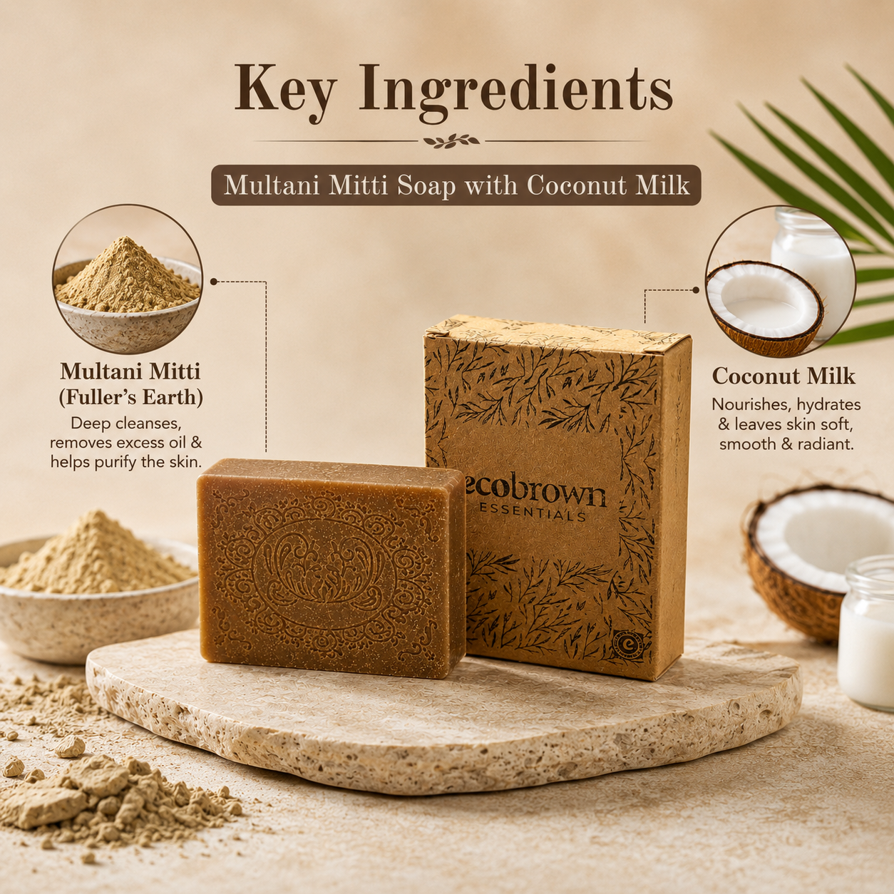Ayurvedic Facewash soap | Multani Mitti Handmade Soap | Fuller's Earth Clay Soap | Coconut Milk soap