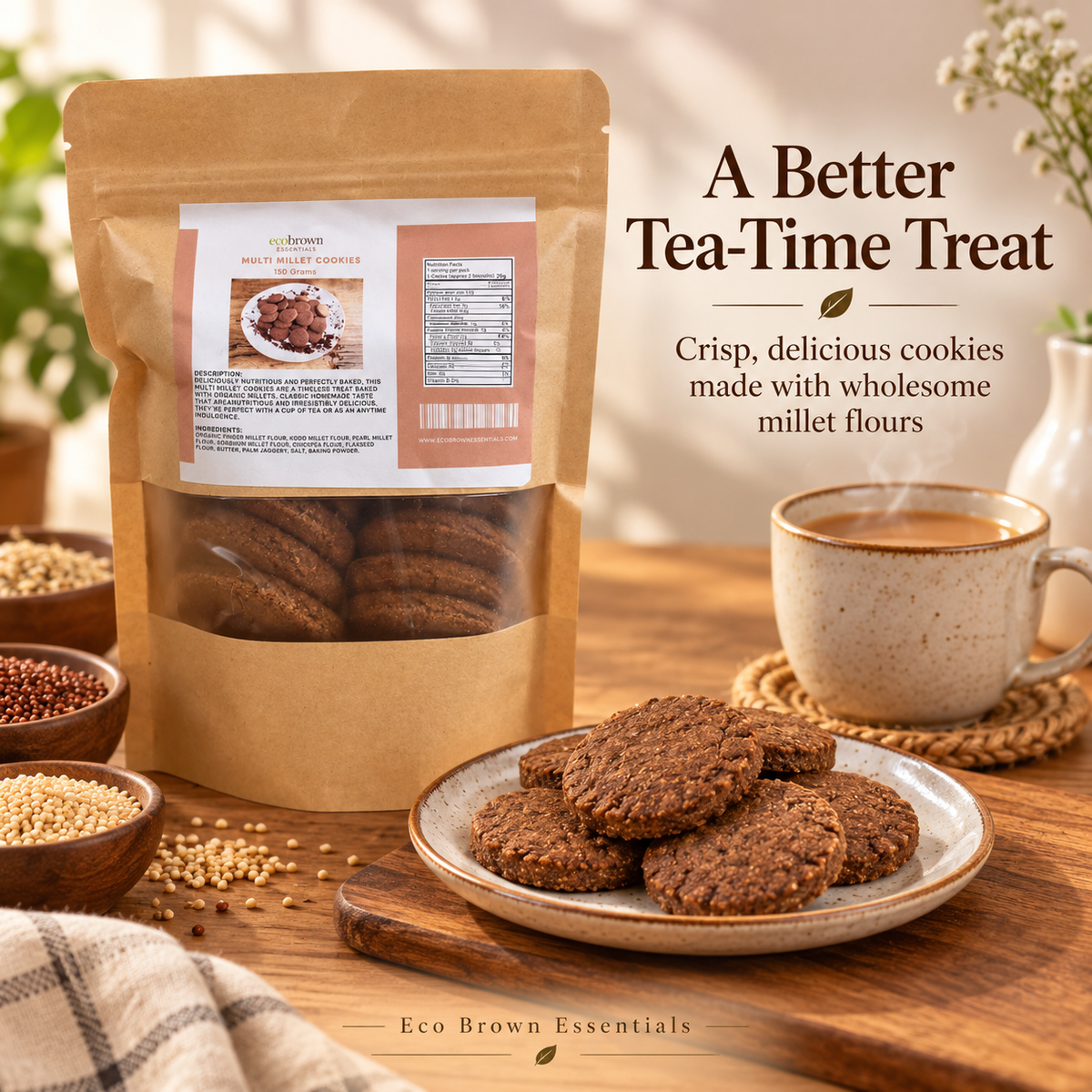 Multi Millet Cookies | Healthy Snacks | High Fiber Millet Cookies | Whole Grain Cookies | Made in Canada