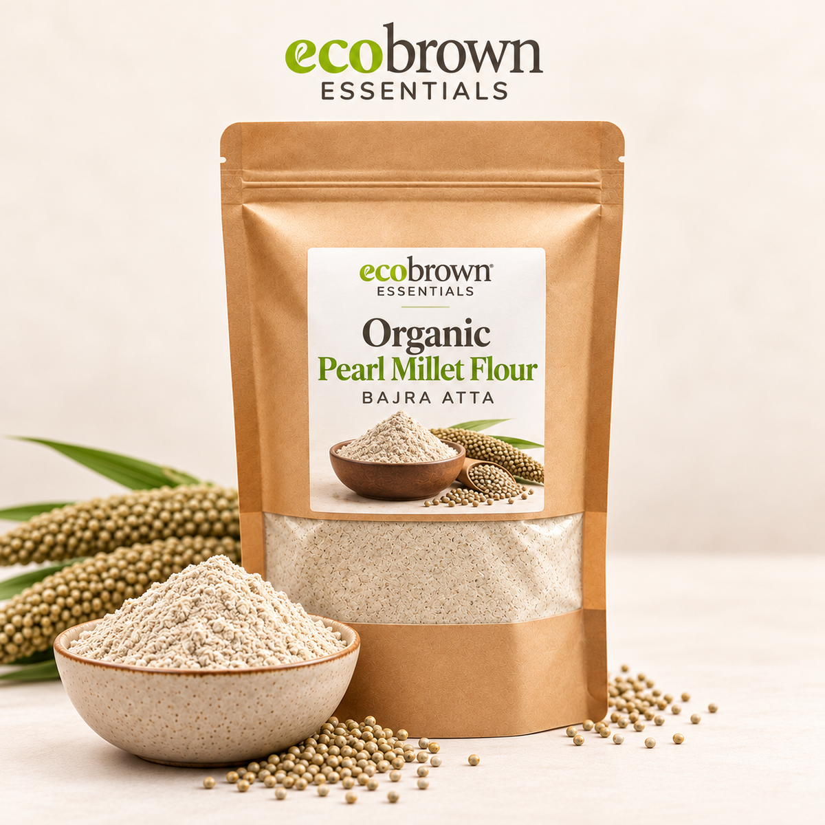 Organic Pearl Millet Flour | Pearl Millet Flour | Low GI Flour | Organic Bajra Flour | Gluten-free Bajra flour | High-fiber millet flour