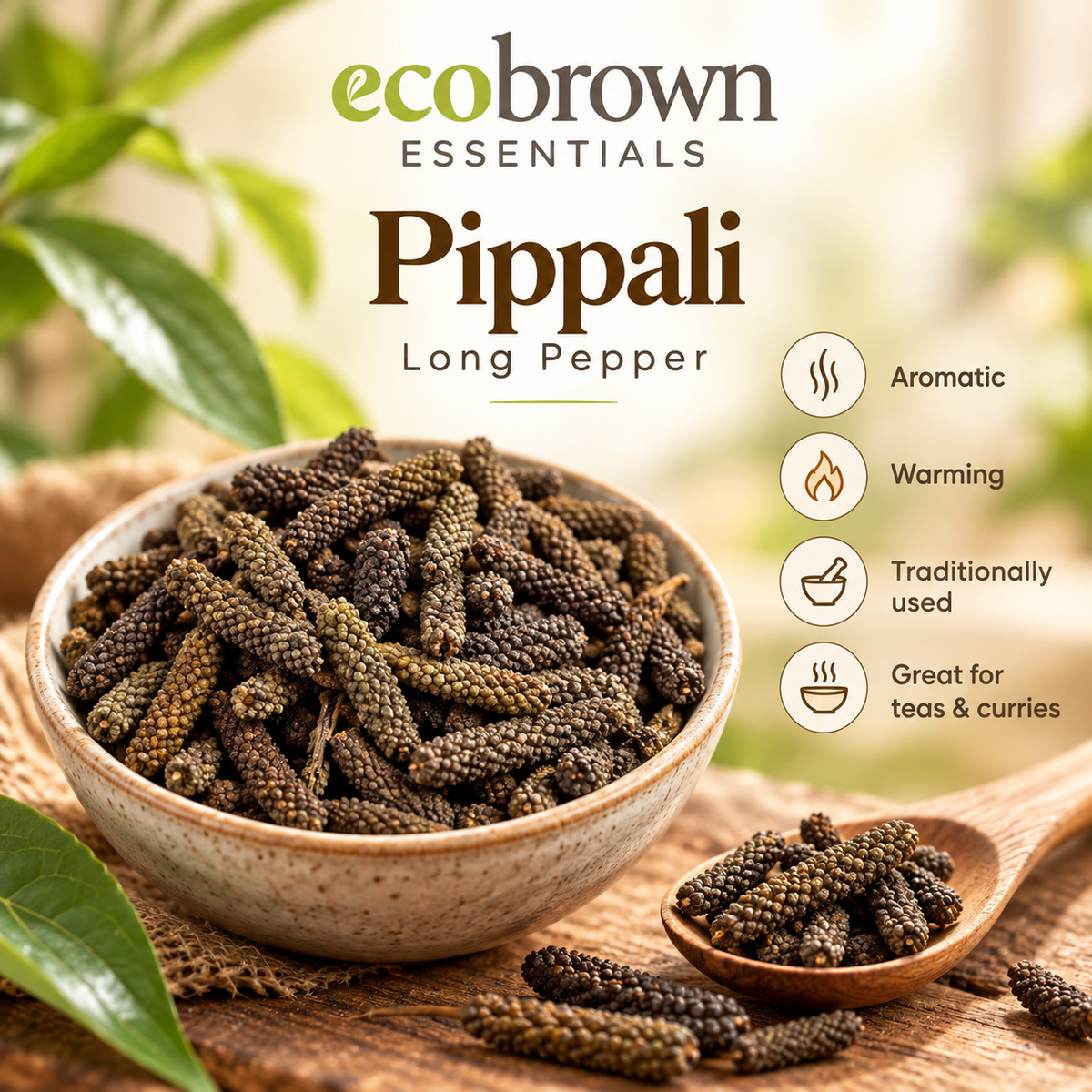 Organic Long Pepper (Pippali) | Digestive Spice | Ideal for Herbal Blends