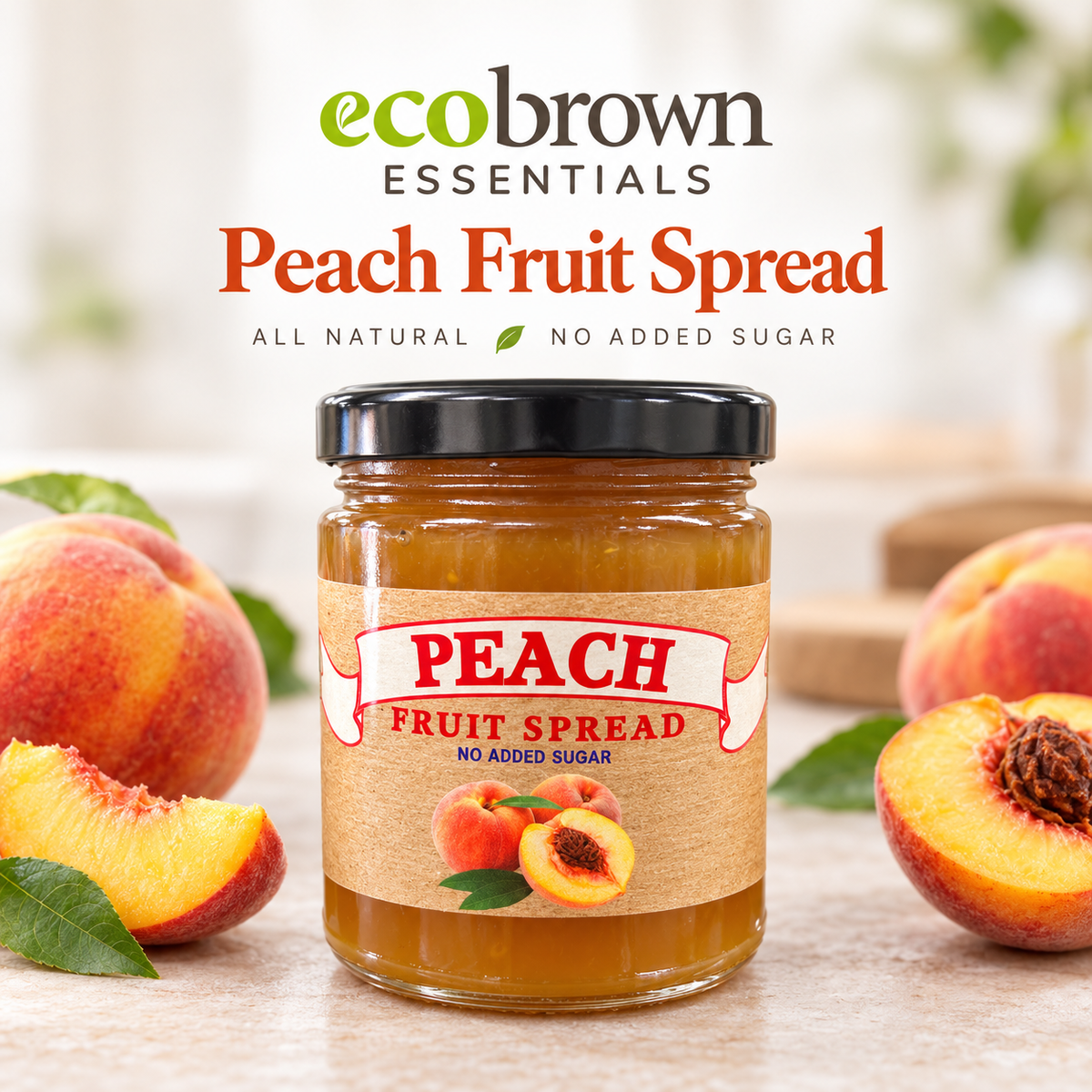 Peach Fruit Spread - No Added Sugar & Preservative  Free | Pure Peach Fruit Spread | Organic Peach Fruit Spread |Made in Canada