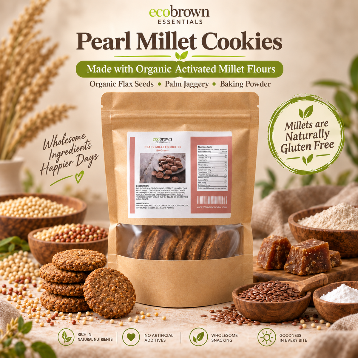 Pearl Millet Cookies | Bajra Cookies | Healthy Snacks | High Fiber Millet Cookies | Whole Grain Cookies | Made in Canada