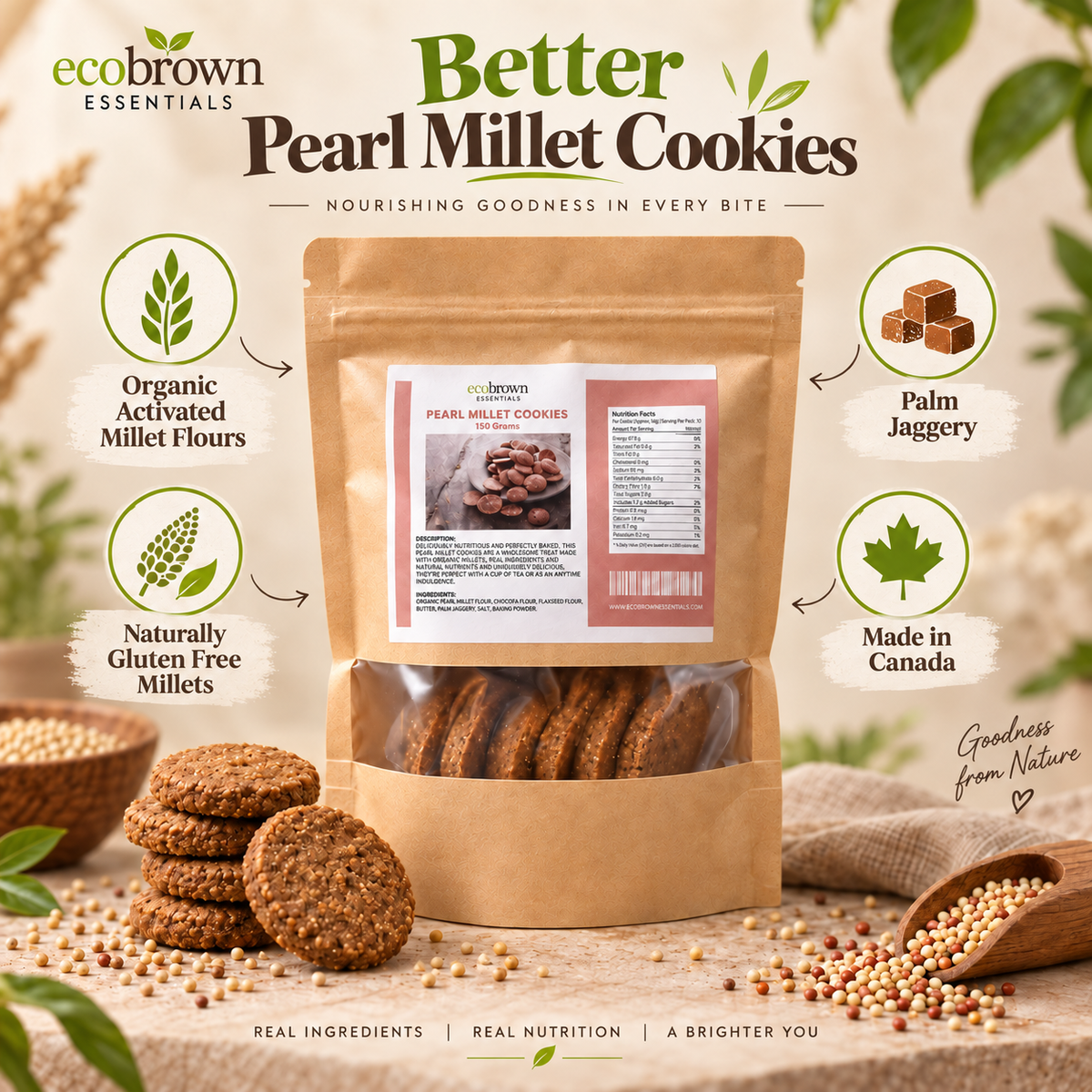 Pearl Millet Cookies | Bajra Cookies | Healthy Snacks | High Fiber Millet Cookies | Whole Grain Cookies | Made in Canada