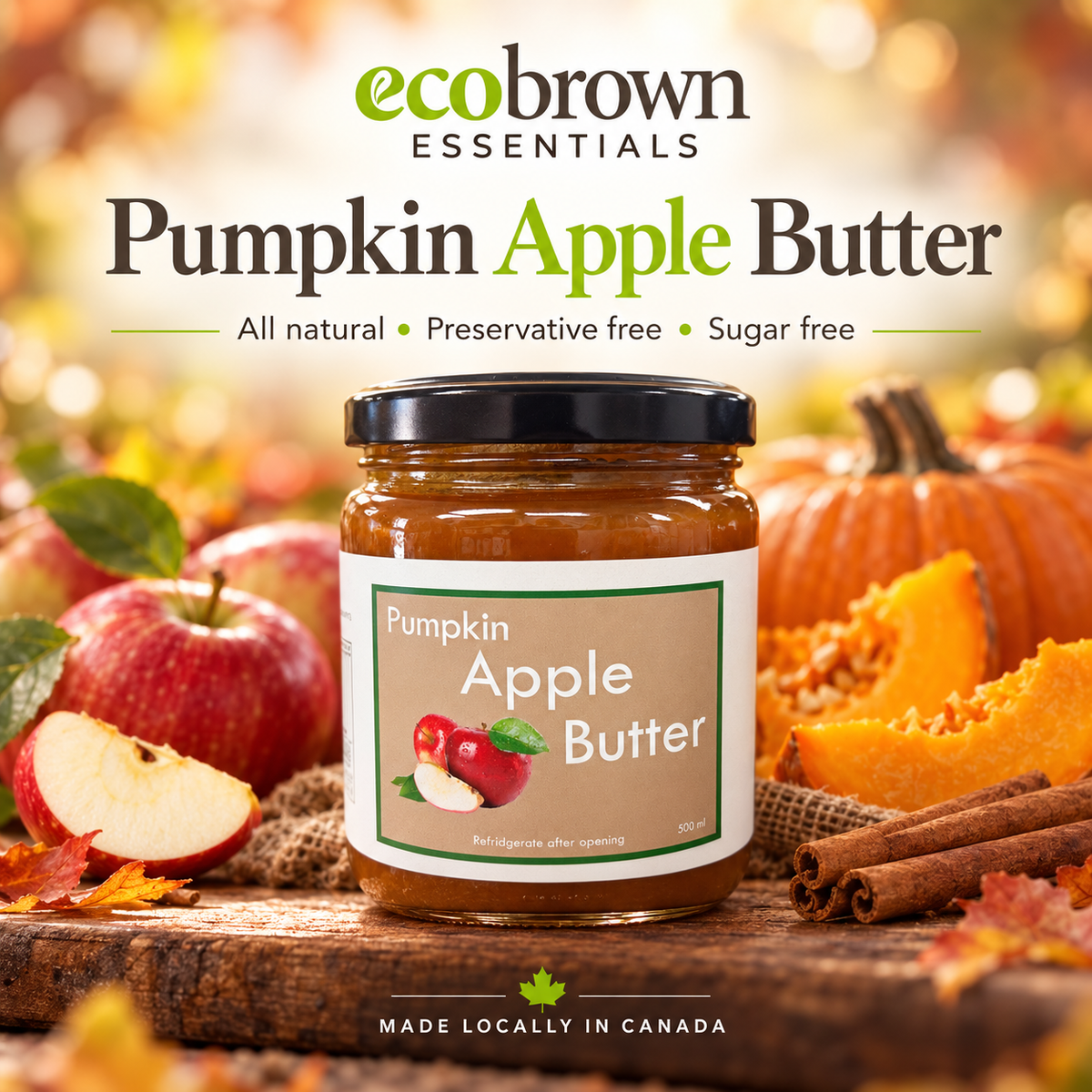 Pumpkin Apple Butter - No Added Sugar & Preservative  Free | Pumpkin Apple Butter | Organic Pumpkin Apple Butter |Made in Canada