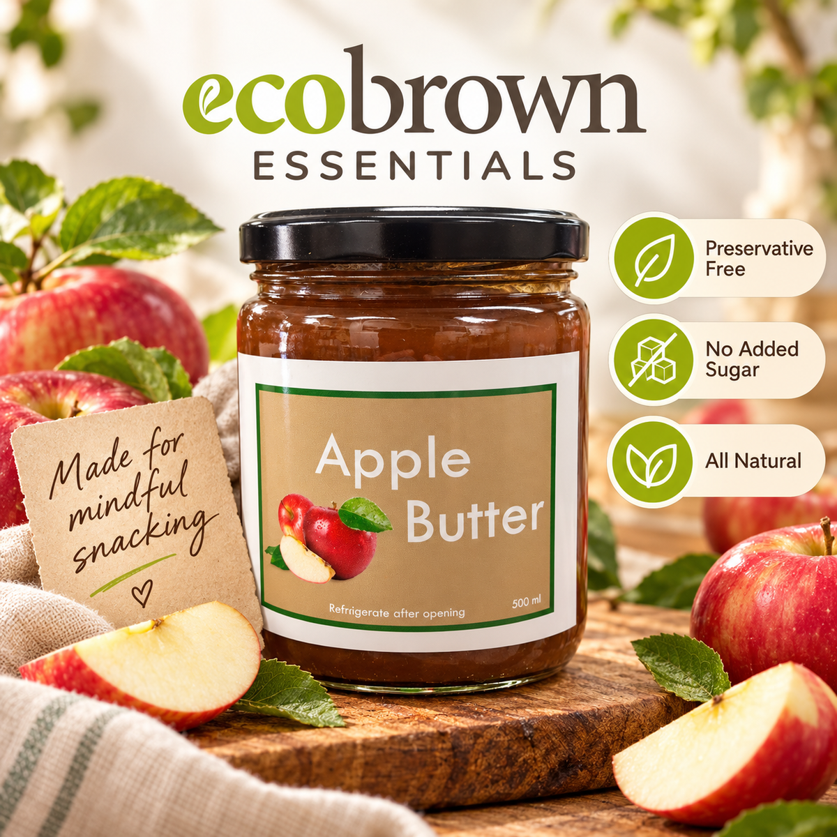 Pure Apple Butter - No Added Sugar & Preservative  Free | Pure Apple Butter | Organic Apple Butter |Made in Canada (Copy)