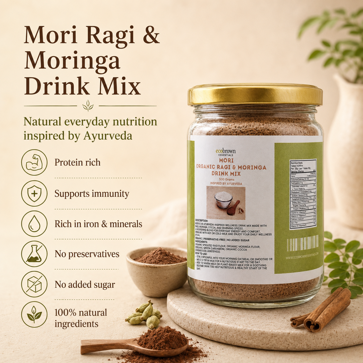 Mori -Sprouted Ragi & Moringa Drink Mix