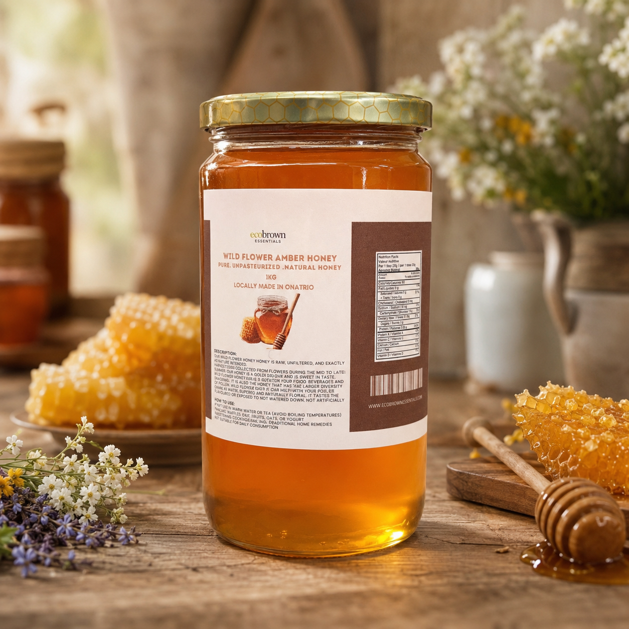 Farm Fresh Wildflower Honey | Raw Unpasturized Wildflower Honey | Pure Raw Amber Honey